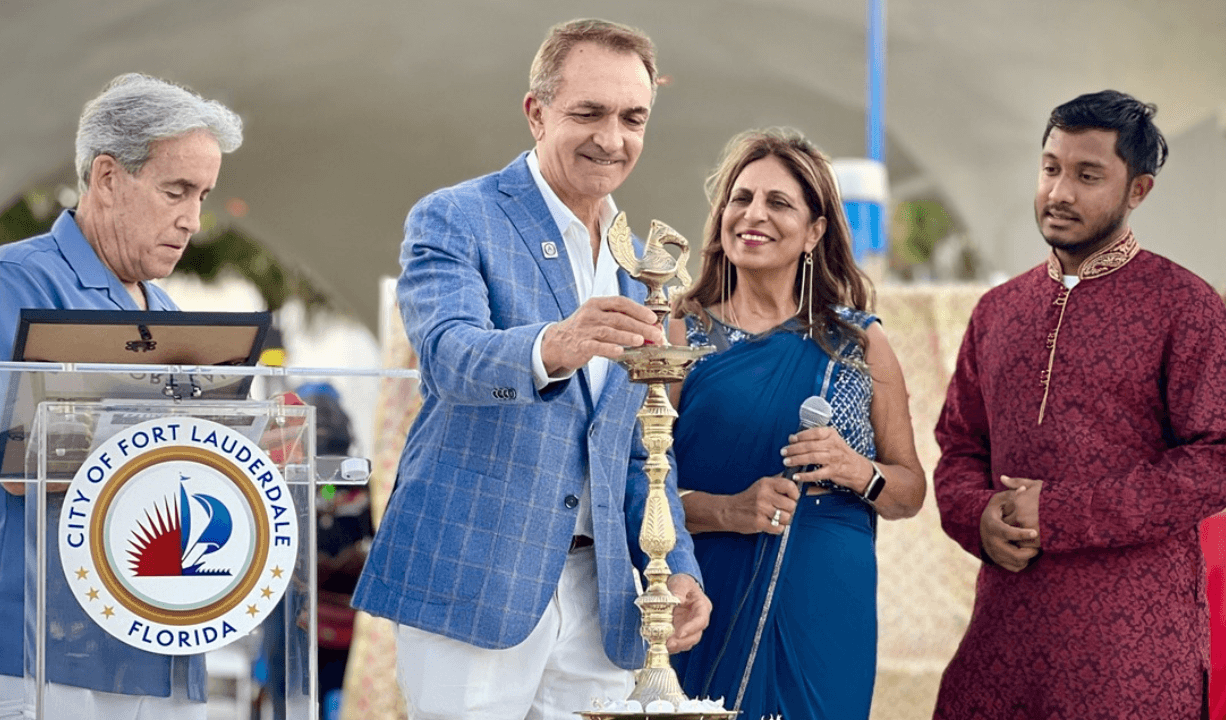 Dean Trantalis, 42nd Mayor of Fort Lauderdale, speaking at the City of Fort Lauderdale podium